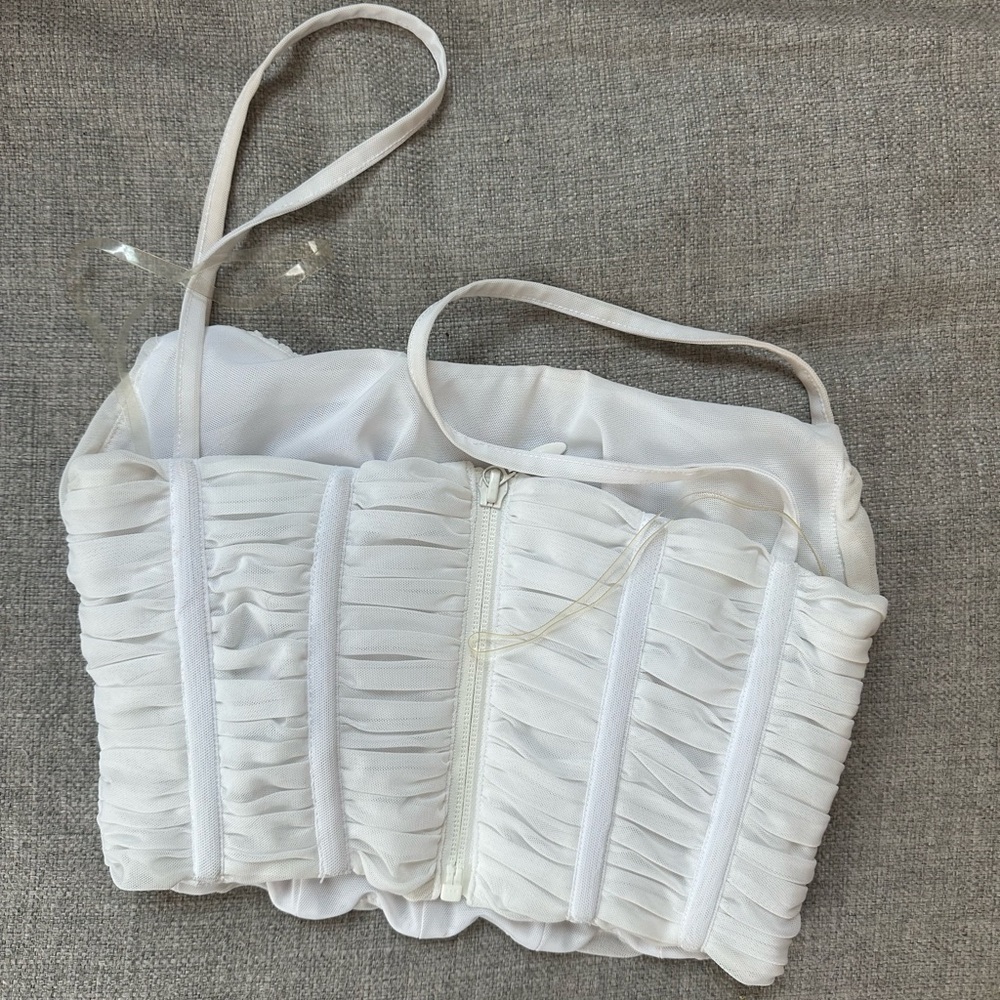 Cream Ruched Bustier Camisole Top - Picture 2 of 4
